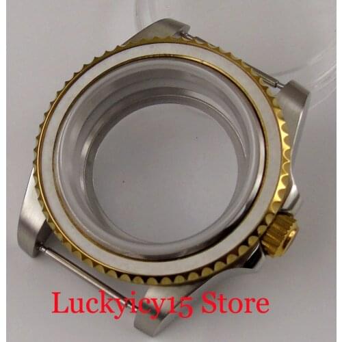 Gold High Quality 40mm Watch Case for NH35 NH35A NH36 NH36A Sapphire Glass Seeing Backcover Without Cyclops
