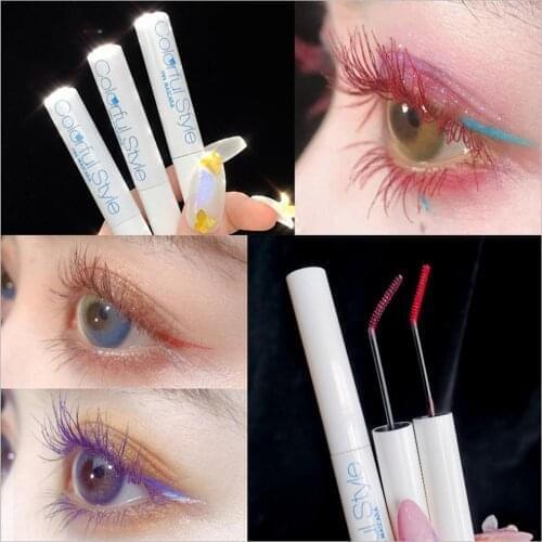 Colorful Mini Mascara Waterproof Curling Thick Lengthening Eyelash Makeup Long Lasting Slim Brush Head Eyelashes Mascara Red