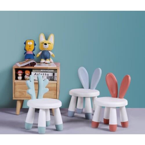 Childen Chairs Indoor Plastic Rabbit Children Furniture Thicken Backrest Kid Chairs Non-slip Home Chair for Home Decoration
