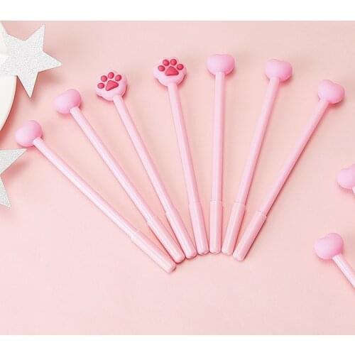 40 Pcs Pink Girl Heart Creative Love Gel Pen Student Writing Tools Office Sign Pen Black 0.5mm Cute Accessories for School