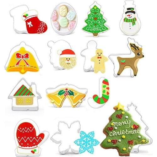 Stainless Steel Cookie Cutters Moulds Shape Puzzle Numbers Christmas Pattern Cute Candy Biscuit Cake Decor Mold DIY Baking Tools