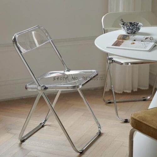 Ins net red retro dining chair home study chair restaurant furniture modern minimalist makeup stool transparent folding chair