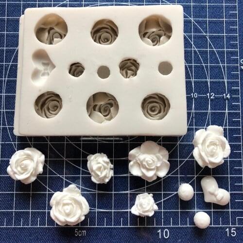 Cake Tools 1 pc rose diamond flower heart silicone mold Decorating Gumpaste fondant tool mould