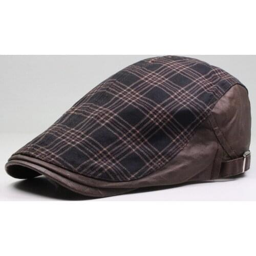 Newsboy Hat Men Beret Flat Ivy Cap Spring Summer Sun Golf Driving Cotton Plaid Breathable Outdoor Accessory