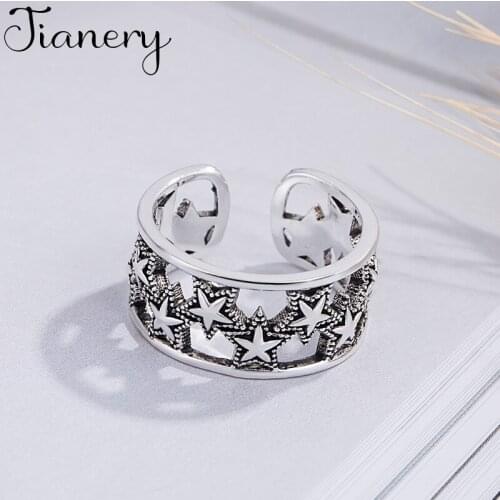 Personality Boho Star Rings For Women Charm Wedding Jewelry Adjustable Antique Finger Ring Anillos 2021