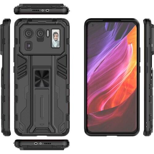 Magnetic Armor Shockproof Case For Xiaomi Mi 11 Ultra Lens Protection Soft TPU Bumper Hard PC Kickstand Back Cover Coque Fundas