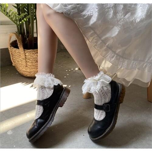 Sweet Japanese Lolita Socks Cute Lace Tirm Bowknot Women Girl JK Sock D499