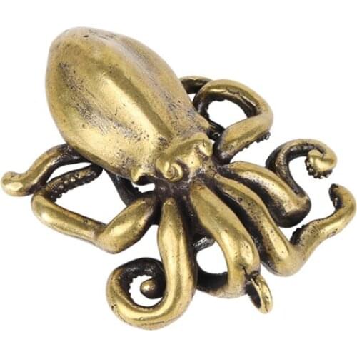 Antique Handmade Brass octopus craft teahouse living room ornament Miniature desktop decoration a3225