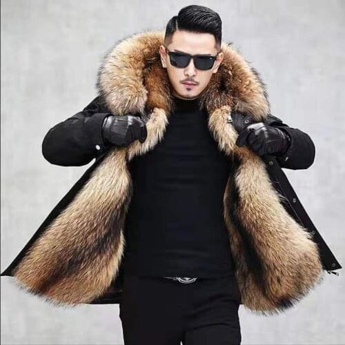 Winter Men Outerwear Warm imitation Raccoon Jacket imitation Fur Parkas Men Parkas Fur Liner Jackets Male Parkas Cold-resistant