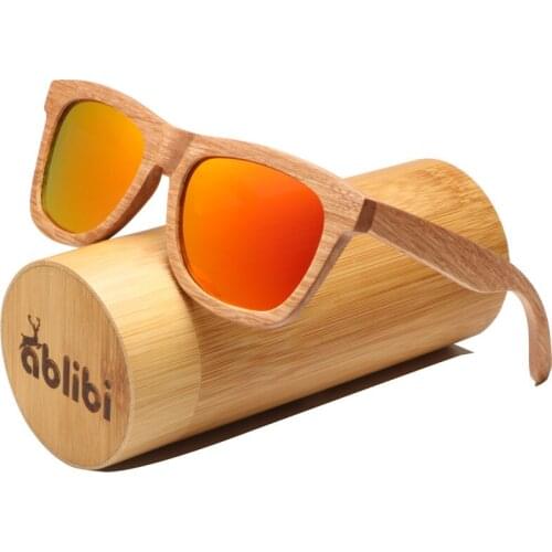 Ablibi Mens Bamboo Wood Gold Sunglasses Vintage Wooden Craft Polarized Designer Sun Glasses for Women Eyewear in Wood Box
