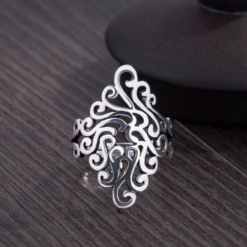 Charming Open Flower Ring for Women Vintage Boho Party Rings Gothic Punk Jewelry Gifts for Girls 2021