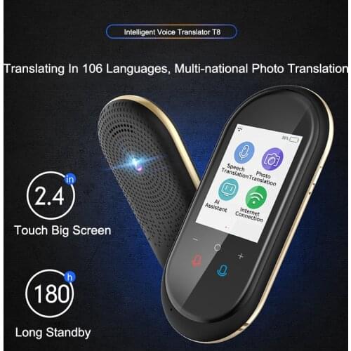 Portable T8 Instant Voice Translator offline Language Translator 2.4 inch Photo translate 106 languages Smart Voice Translator