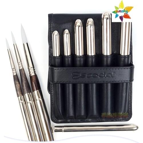 Spain ESCODA PERLA 1438 Pearl White TORAY Nylon Hair watercolor Travel Brush,Fiber hair is characterized by good elasticity