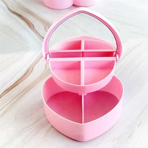 Girls Plastic Jewelry Box Jewelry Organizer DIY Grid Headdress Holder Sundries Container Jewelry Organizer Holder Pink