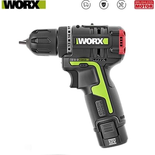 WORX WU130 Cordless Electric Drill 12V Brushless Motor Screwdriver Professional Tool With 2 Battery 1 Charger and Bag