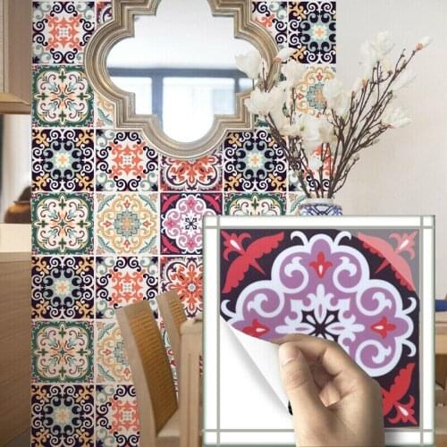 Traditional Tile Stickers Wall Vintage Retro Style Flower For Bathroom Kitchen