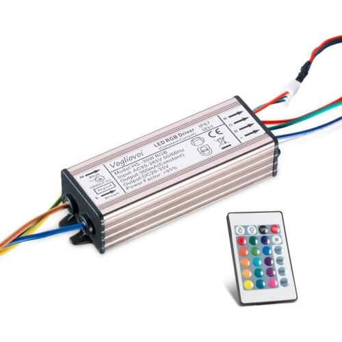 Vogliovoi RGB Transformer 30W 300MA DC20-42V Waterproof AC85-265V Aluminum Adapter With 24KEY For Flood Lamp DIY