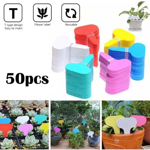 50 Pcs T-shaped Waterproof Plastic Plant Labels Tags Markers Garden Nursery Herbs Flowers Lables Garden Supplies