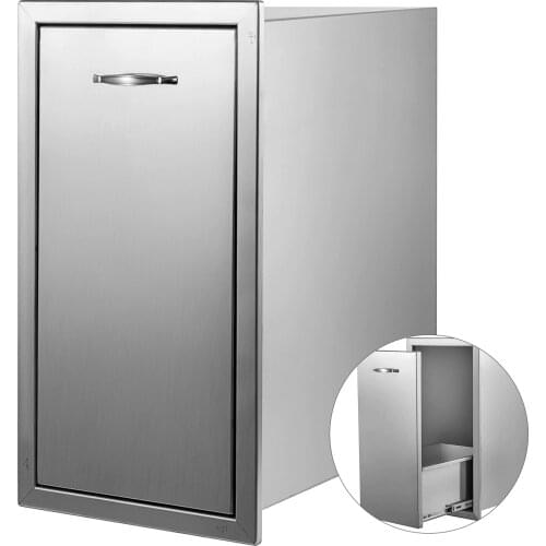 VEVOR Pull Out Trash Drawer 13.6x26 Inch Lower Sliding Rails Stainless Steel with Pull-Out Tray and Handle for Outdoor Kitchen