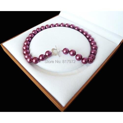 Charm Purple Natural South Sea Shell Pearl Bead Highlight AAA Round Bead 12MM-16mm Necklaces Love Clasp For Woman Gift