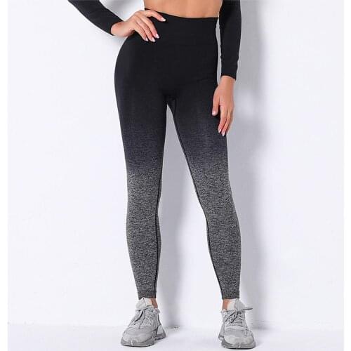 Women Ombre Yoga Leggings High Waist Sport Pants Push Up Workout Fitness Tights Running Tummy Control Gym Sport Leggings