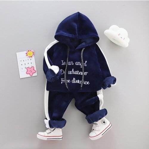 Winter Boys Girls Fashion Clothes Kids Thicken Warm Hoodies Jacket Pants 2Pcs/Set Tracksuit Toddler Velvet Leisure Sport Suits