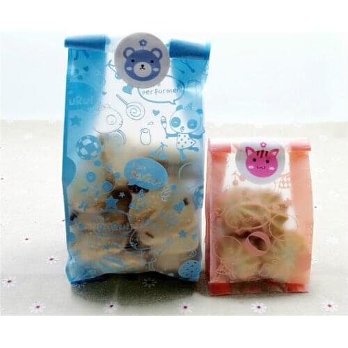 100pcs/lot-( 7*14cm, 9*22cm ) Blue Pink flat pocket biscuit candy pastry bag party wedding Gift bag DIY baking packing bag