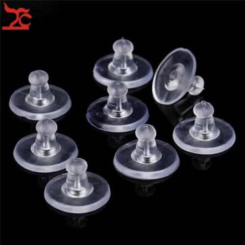 100PCS Clear Earring Holder Stoppers Soft Silicone Earring Stud Back Pluging Blocker DIY Ear Accessories Back Stopper 11*6mm