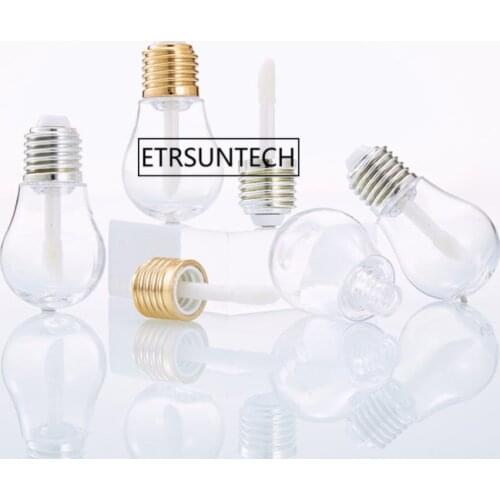 100pcs Cute Light Bulb Shape Empty Lip Gloss Tube Clear Mini Refillable Lip Balm Bottles With Rubber Inserts F3904