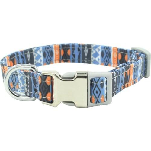 20PCS / LOT New DIY Carved Metal Buckle Pet Collar Double Fabric Printed Dog Collar
