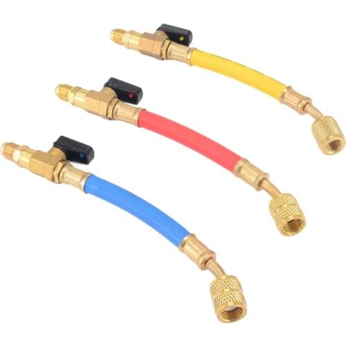 3pcs HVAC A/C Refrigeration Charging Hoses R134a R410a 800PSI Manifold Gauge Set 1/4" SAE Female Pumping Parts