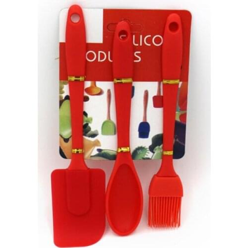 3Pcs/set Heat Resistant Silicone Cooking Tools Baking Pastry Spatula Spoon Turner BBQ Oil Brush Cake Scraper Buttter Mixer