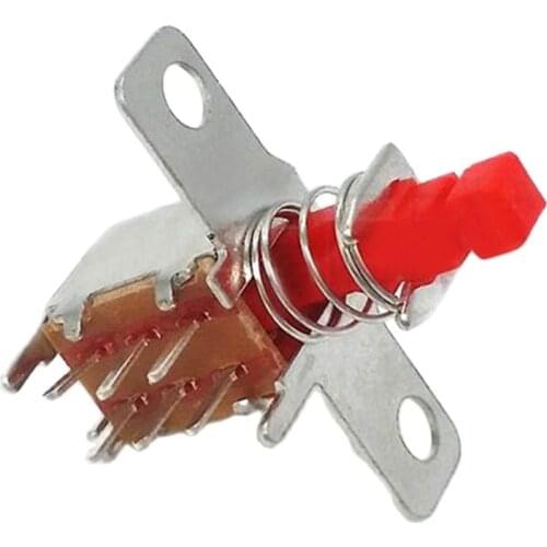 30pcs A03-08 push button switch with spring and metal shell self locking switch 6 pins electronic equipment