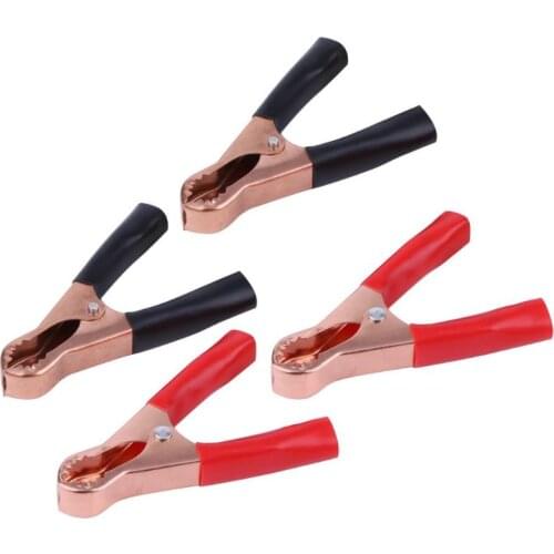 4Pcs 50A Red+Black 80mm Crocodile Car Caravan Van Battery Test Lead Clips Electrical Equipment Supplies Alligator Clips