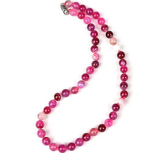 8.4 mm Pink and Multi color mashup candy Striated Agate necklace, full of girl sense