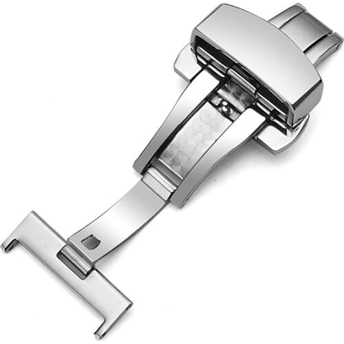 Watch Accessories Stainless Steel Butterfly Clasp Watch Strap Double Push Button Silver Deployant Buckle Clasp