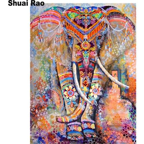 Diamant Painting 5D DIY Diamond Painting Full Square Drill "Color elephant"Embroidery Cross Stitch India African animal Home art