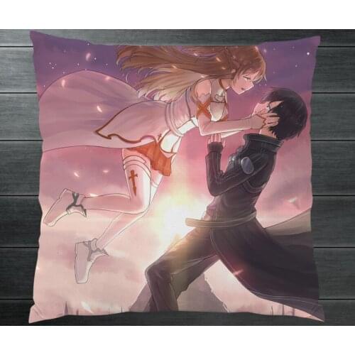 Anime Novel SAO Sword Art Online Kirito Yuuki Asuna Two Side Pillowcase Hugging Pillow Cushion Case Cover Manga Cosplay Gift P10