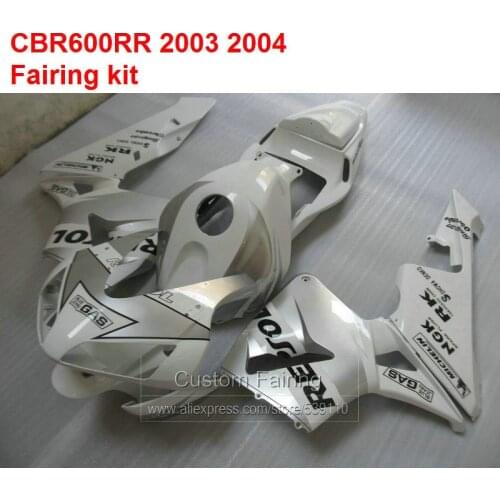 White Fairings For HONDA CBR600RR 2003 2004 03 04 ( INJECTION Motorcyle) sticker fairing kit /xl23