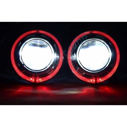 Bluetooth Wirless RGB Angel Eyes Cover Car LED Headlights Auto Lens headlight 90W Hi/Lo Beam 3.0 Inches Projector Lamp H4 Q5 Kit