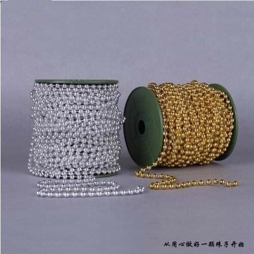 1Meters 6MM Gold Or Silver Artificial Pearl Bead Chain Garland Spool Rope Wedding Party Christmas Tree Home Hanging Decoration