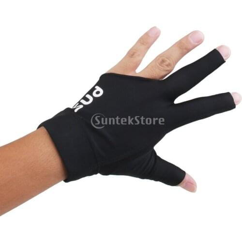 Black Spandex Pro Players Snooker Billiard Cue Glove Left Hand Three Finger