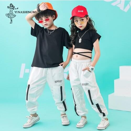 Children Street Dance Clothing for Kids Hip Hop Jazz Dance Costumes Girls Dance Korean Version of the Navel Performance Clothing