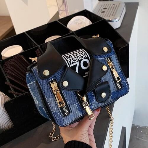 European Brand Designer Motorcycle Bags 2021 Demin Women Clothing Shoulder Bags Messenger Bag Womens Punk PU Leather Handbags