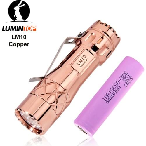 Lumintop LM10 brass/copper EDC flashlight triple LED support 18650 battery 2800 Lumens with Electronic tail switch