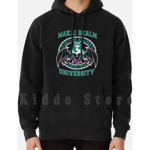Makai Realm University hoodie long sleeve Darkstalkers Vampire Fighting Morrigan Succubus Bats Evil School