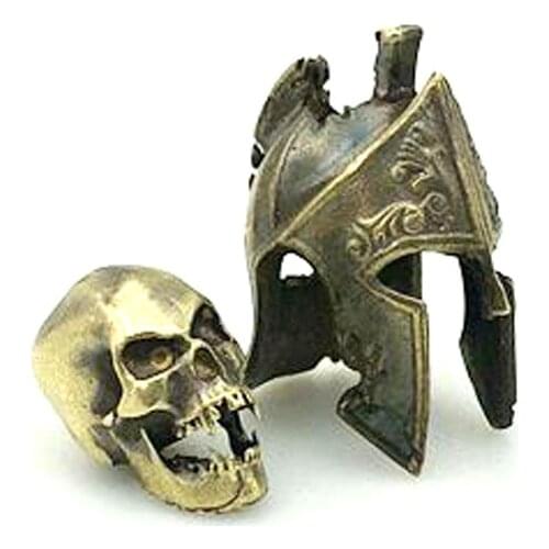 Outdoors DIY Tools EDC Brass Armor Helmets Skull Knife Beads Lanyard Pendants Key Rings Accessories