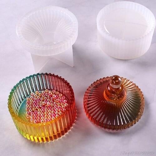 DIY Storage Box Making Crystal Epoxy Molds Round Stripe Jewelry Holder Case Silicone Mold N04 20 Dropshipping