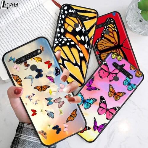 Butterfly Beautiful for LG G8 G8S G8X V30 V35 V40 V50 V60 ThinQ Q60 K40 K50 K30 K41 K51 K61 K71 K22 Black Phone Case