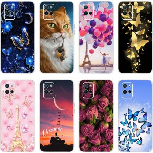 Beautiful Butterfly Rose Case For Realme V11 5G Case Soft Slim Cute Painted Cover For RealmeV11 Realme V 11 5G Phone Cases Coque